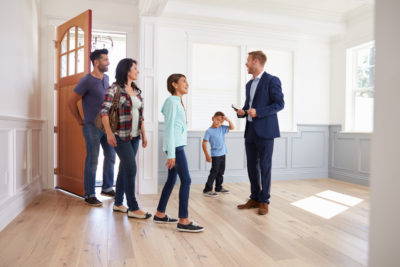 Family in their new home